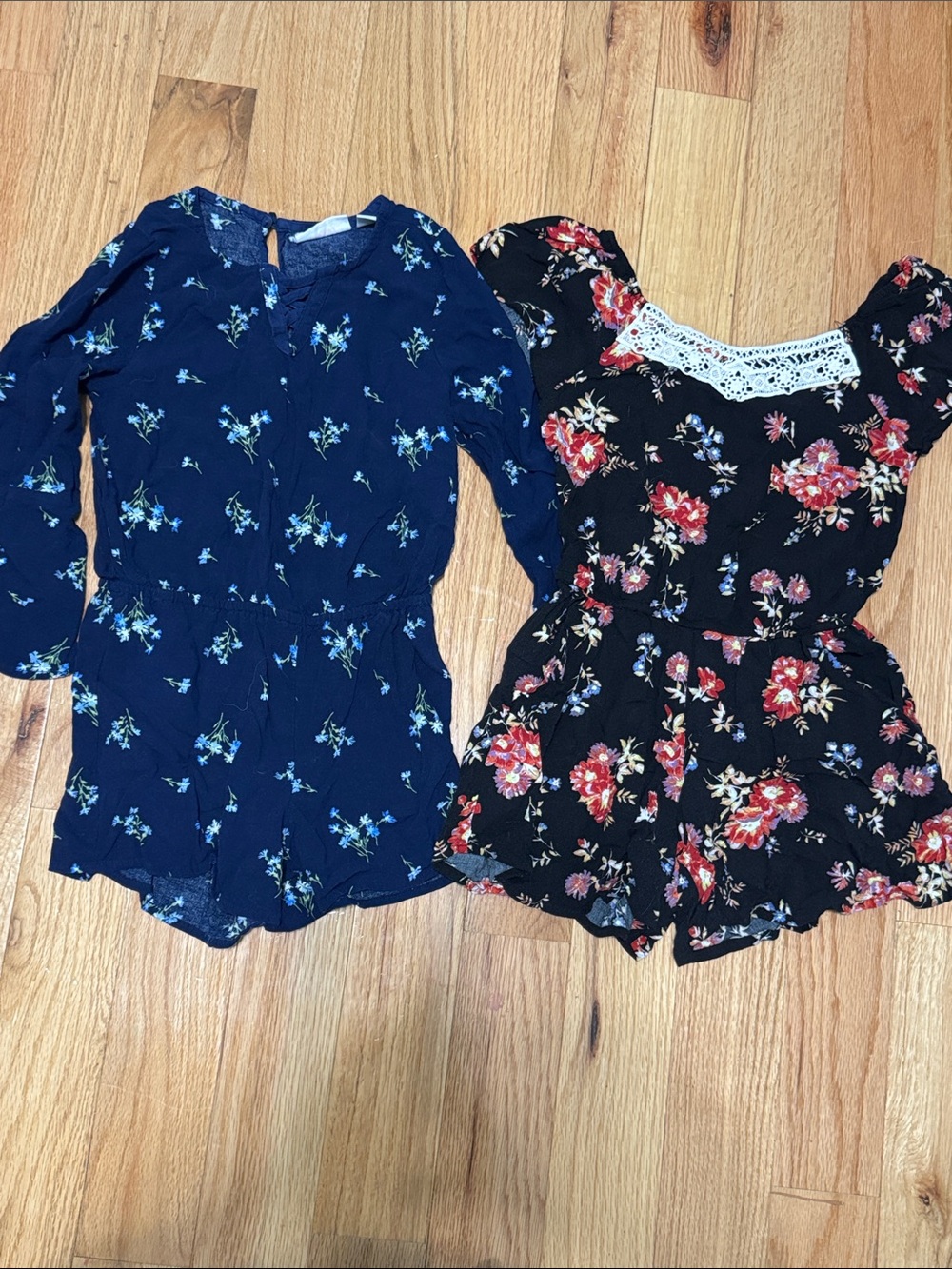Girls Floral Navy Romper - Comfortable Everyday Bottoms